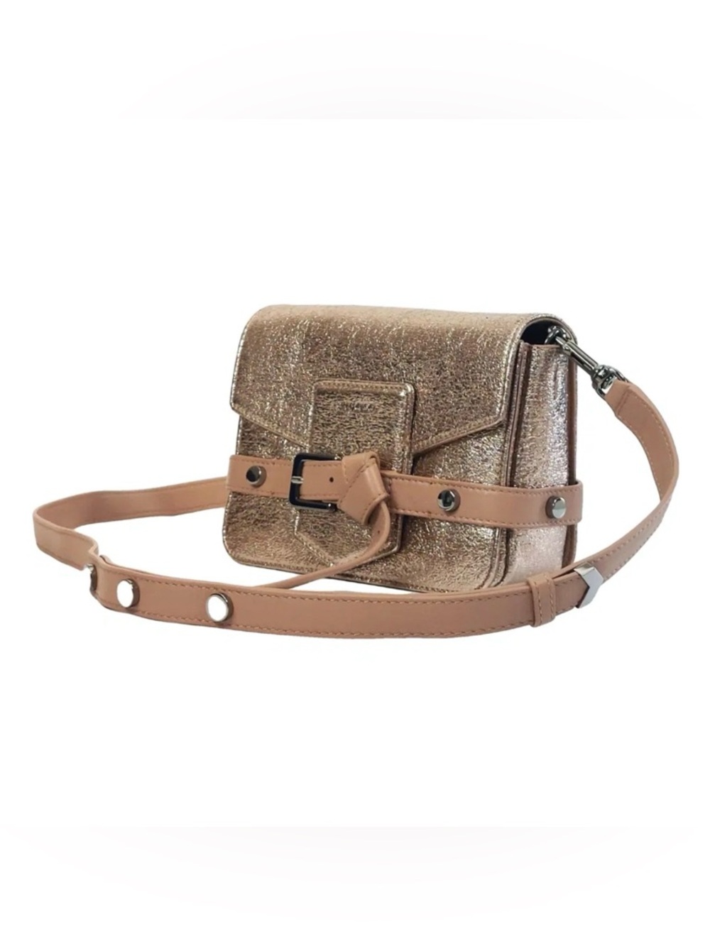 JIMMY CHOO ROSE GOLD LEAYCROSSBODY BAG